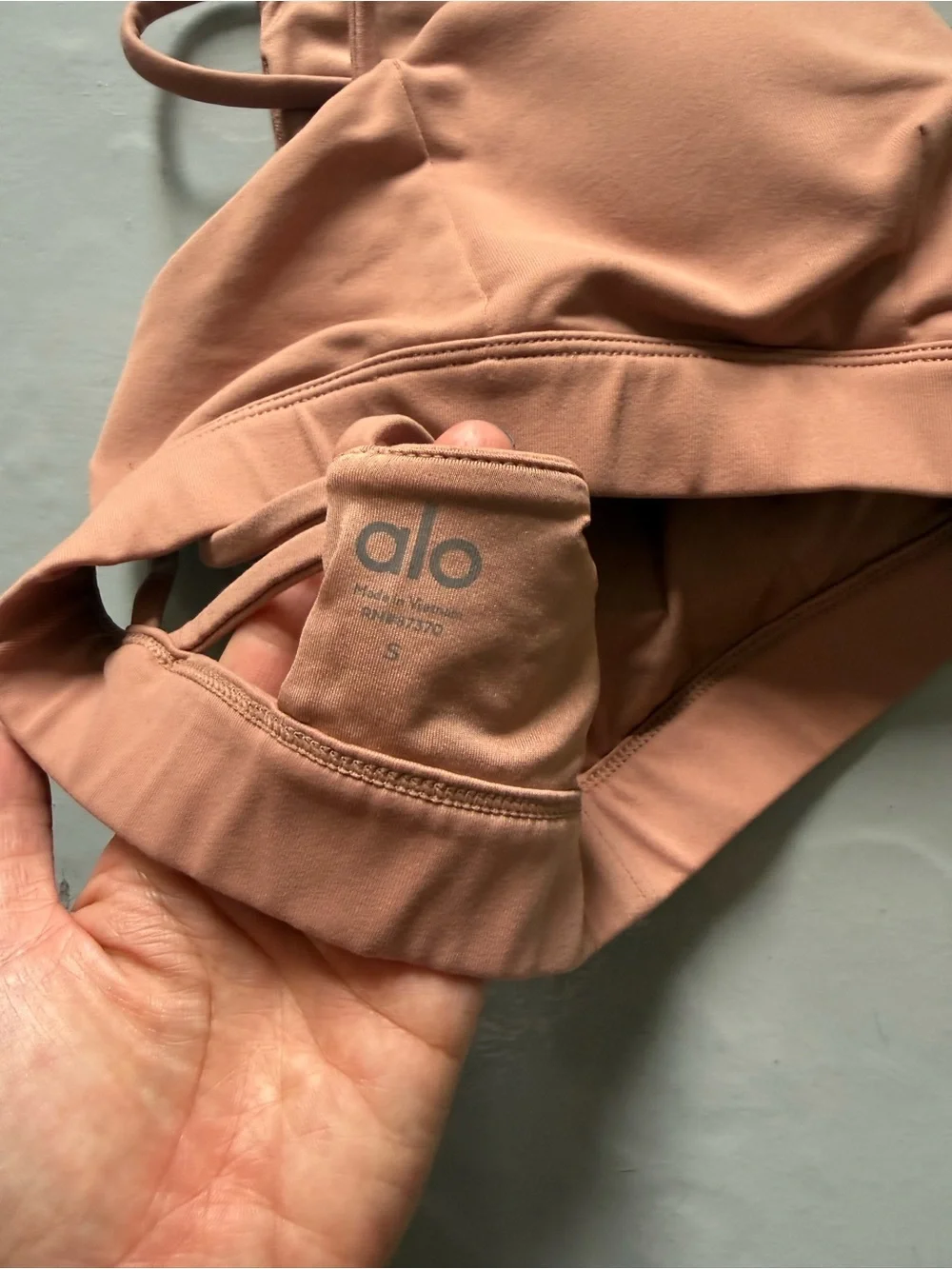 ALO Yoga Starlet Lace Up Sports Bra in Apricot